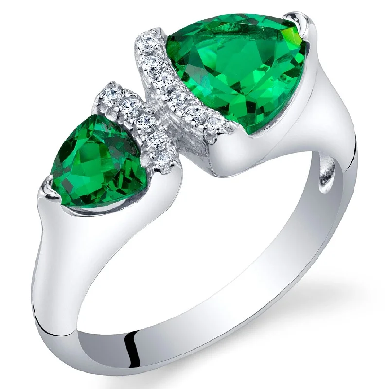 Gemstone rings featuring peridot for fresh green radiance -Sterling Silver 1 ct Created Emerald Birthstone Ring