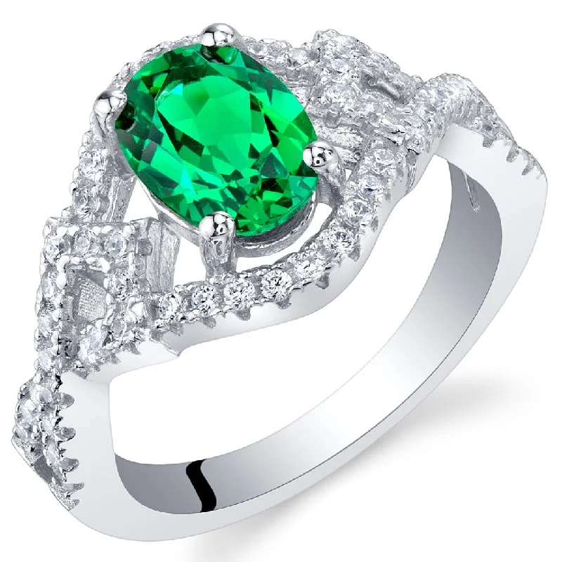 Gemstone rings crafted with sustainable stone sourcing -Sterling Silver 1 ct Created Emerald Birthstone Ring