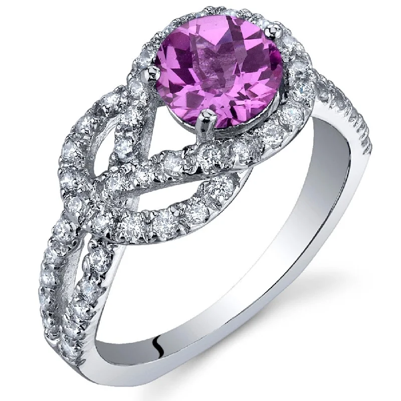 Gemstone rings perfect for gifting with stone shine -Sterling Silver 1 ct Created Pink Sapphire Birthstone Ring