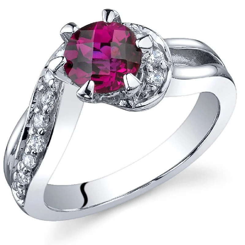 Gemstone rings great for celebrations with stones -Sterling Silver 1 ct Created Ruby Birthstone Ring