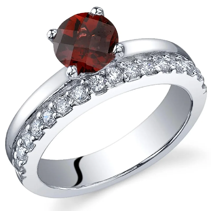 Quirky gemstone rings with offbeat stone designs -Sterling Silver 1 ct Garnet Promise Ring