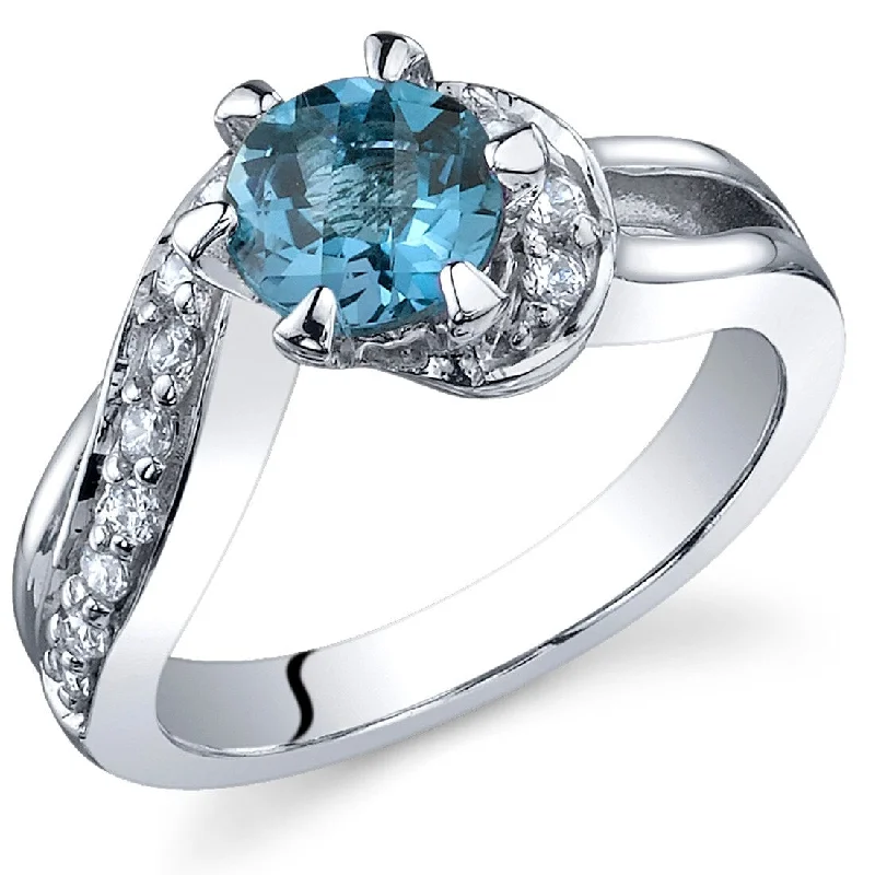 Gemstone rings made with lab-grown stone ethics -Sterling Silver 1 ct London Blue Topaz Birthstone Ring