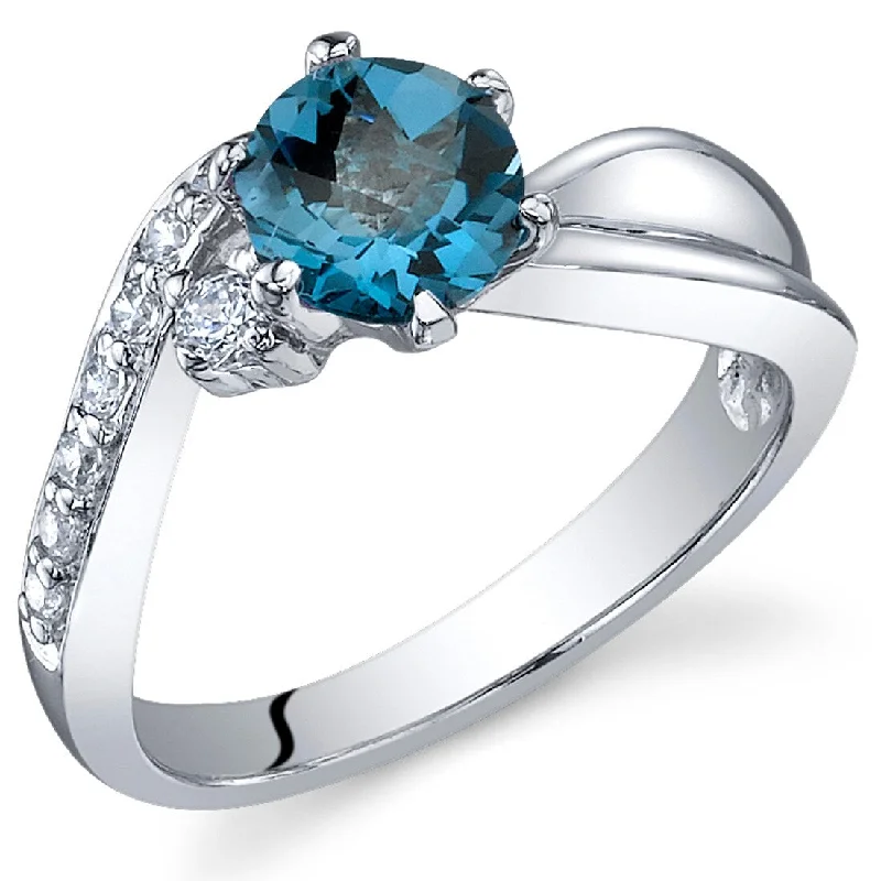 Gemstone rings featuring black diamonds for edgy shine -Sterling Silver 1 ct London Blue Topaz Birthstone Ring