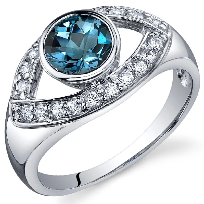 Secure gemstone rings with bezel stone settings -Sterling Silver 1 ct London Blue Topaz Birthstone Ring