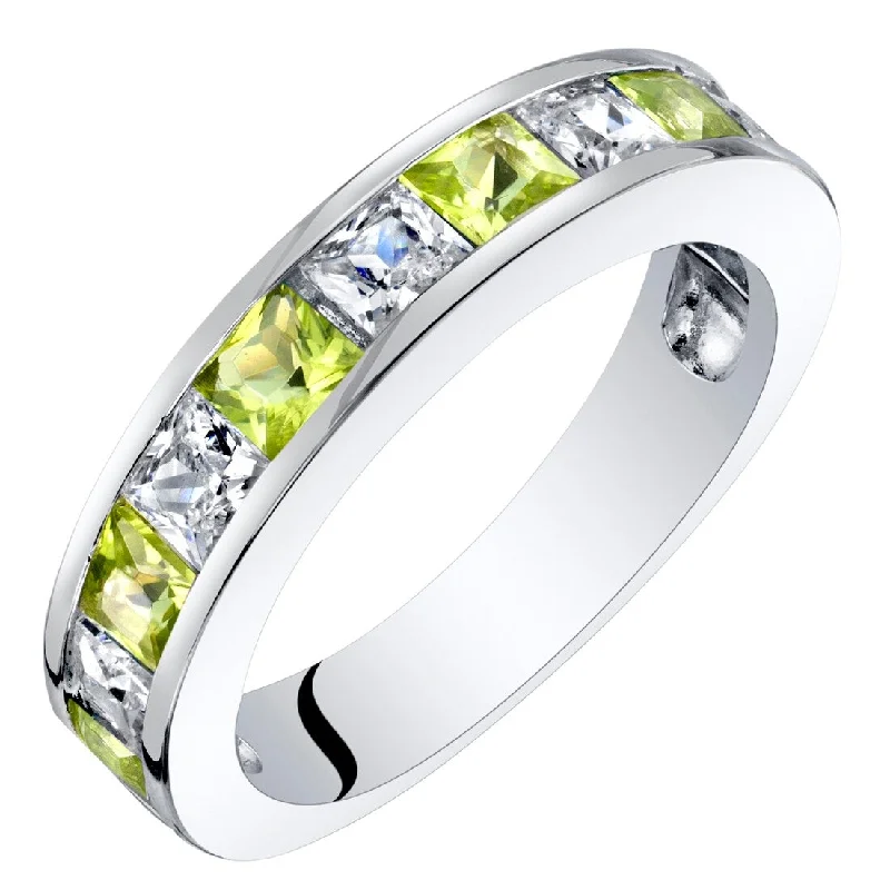 Gemstone rings inspired by cosmos with stone shine -Sterling Silver 1 ct Peridot Birthstone Ring