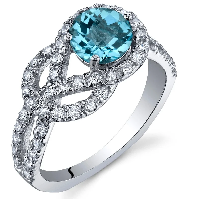 Gemstone rings featuring tourmaline for rich fall tones -Sterling Silver 1 ct Swiss Blue Topaz Birthstone Ring