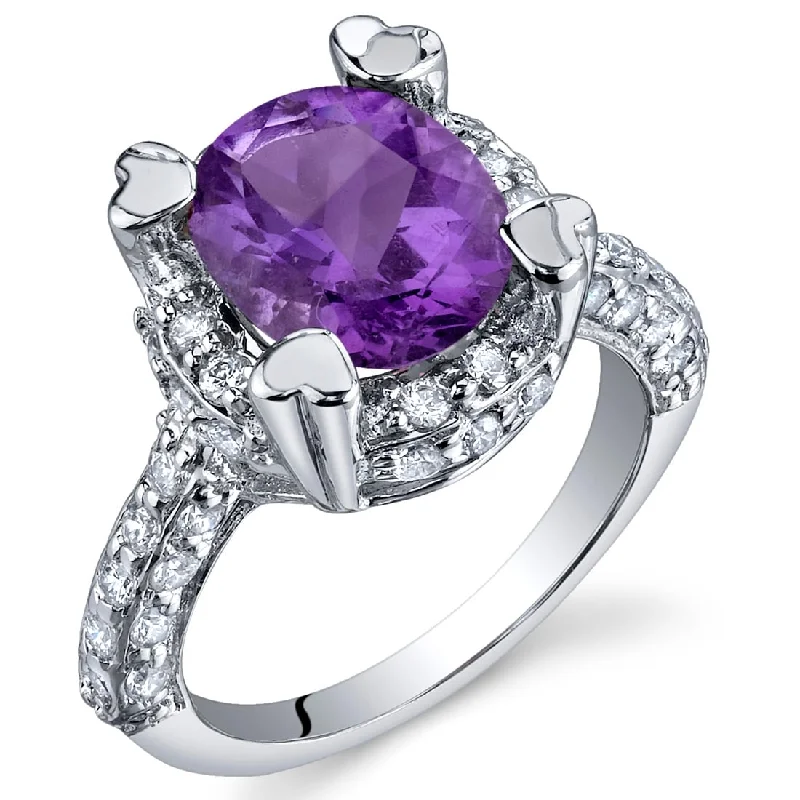 Twisted gemstone rings with artistic stone band flair -Sterling Silver 2.25 ct Amethyst Birthstone Ring