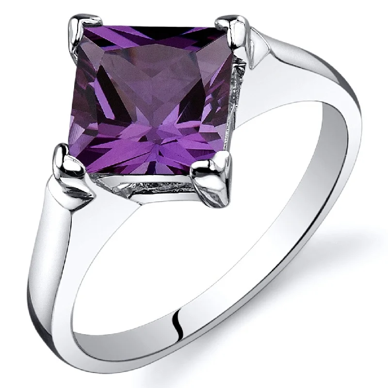 Delicate gemstone rings ideal for subtle finger accents -Sterling Silver 2.25 ct Color-changing Alexandrite Solitaire Ring