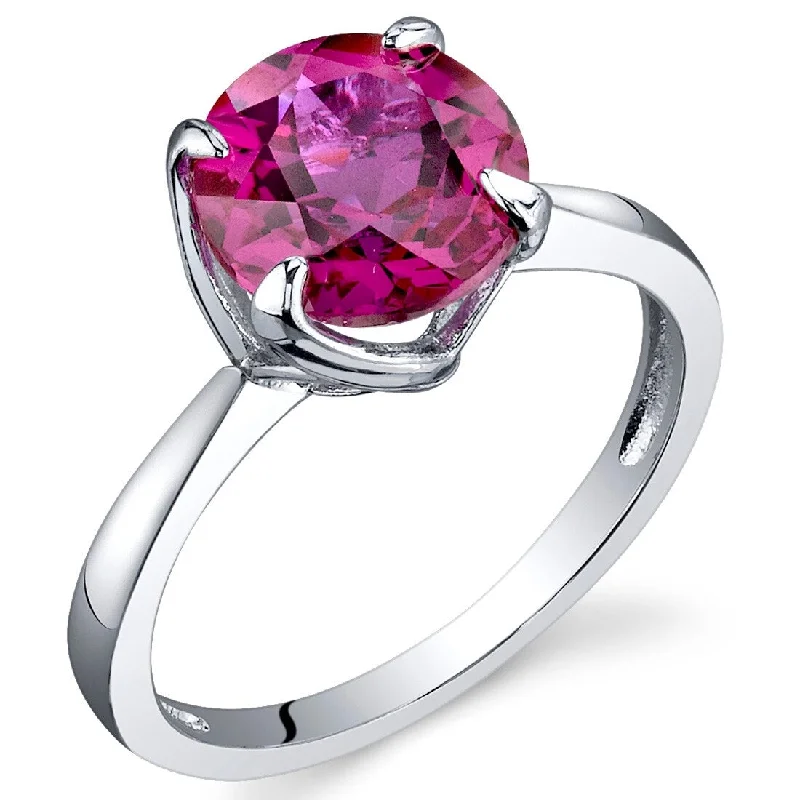 Gemstone rings inspired by stars with stone glow -Sterling Silver 2.25 ct Created Ruby Birthstone Ring