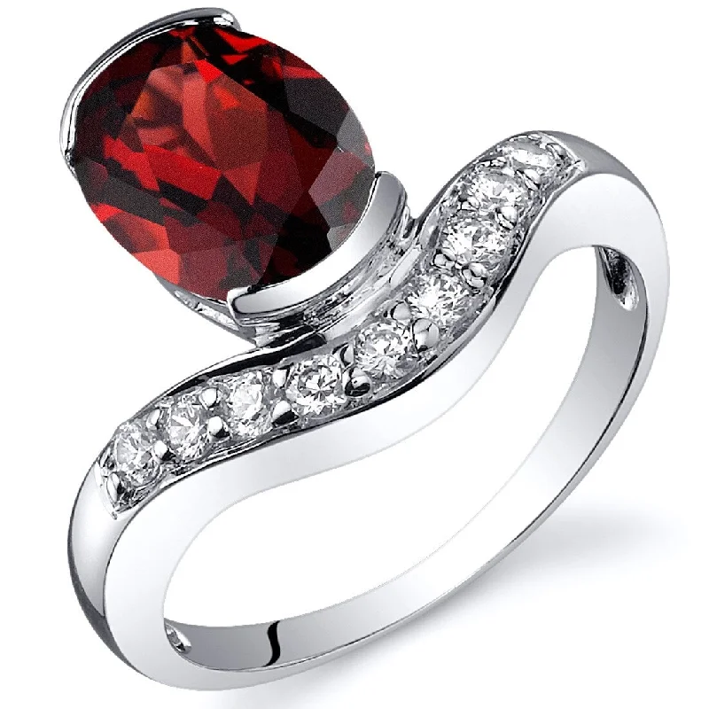 Gemstone rings perfect for romance with sweet stones -Sterling Silver 2.25 ct Garnet Birthstone Ring