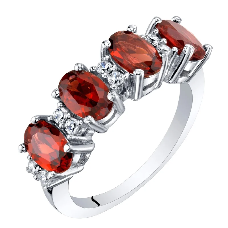 Gemstone rings featuring raw diamonds for wild beauty -Sterling Silver 2.25 ct Garnet Birthstone Ring