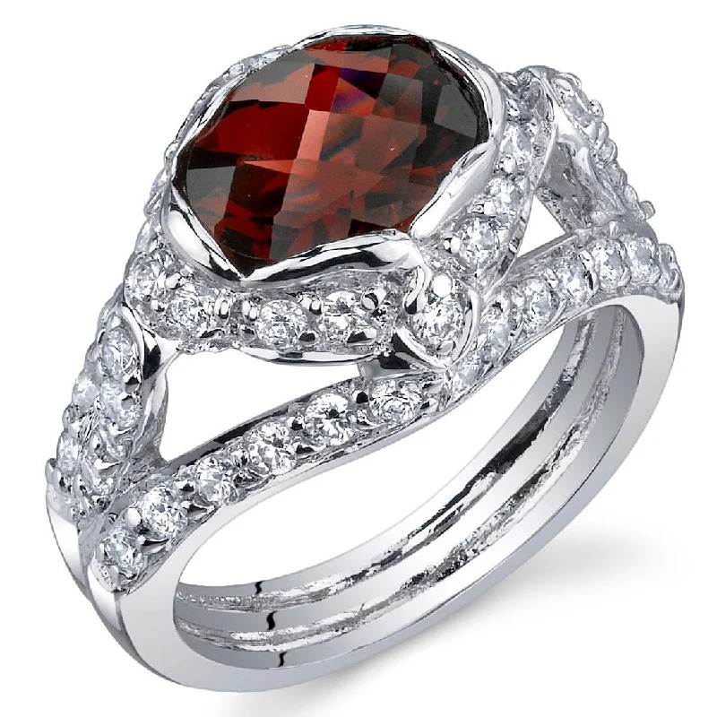 Gemstone rings great for celebrations with stones -Sterling Silver 2.25 ct Garnet Birthstone Ring