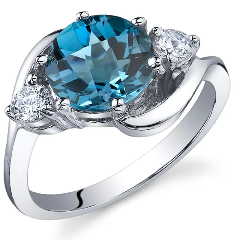 Gemstone rings with emerald for lush green beauty -Sterling Silver 2.25 ct London Blue Topaz Birthstone Ring