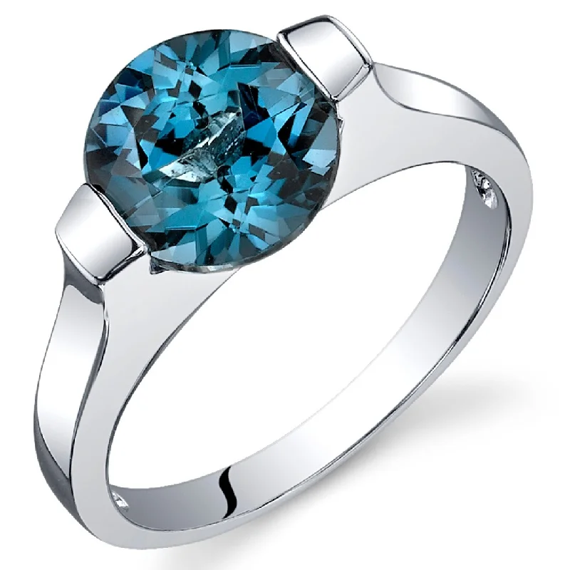 Retro gemstone rings featuring classic stone band designs -Sterling Silver 2.25 ct London Blue Topaz Solitaire Ring