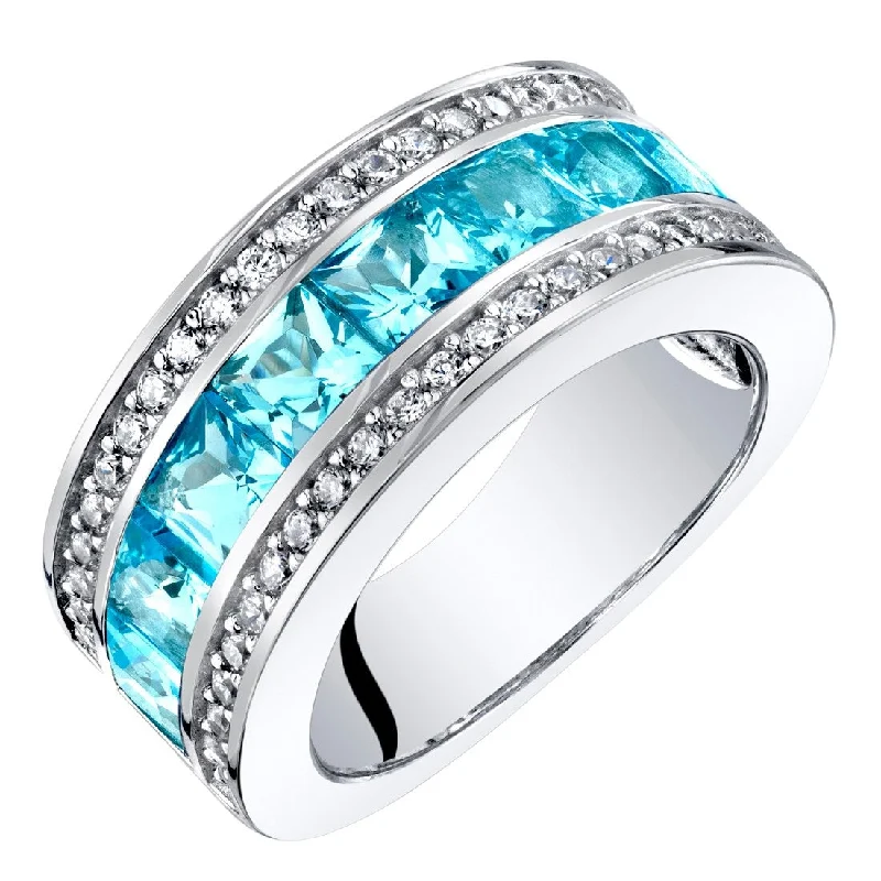 Gemstone rings featuring rose-cut stones for soft shine -Sterling Silver 2.25 ct Swiss Blue Topaz Birthstone Ring