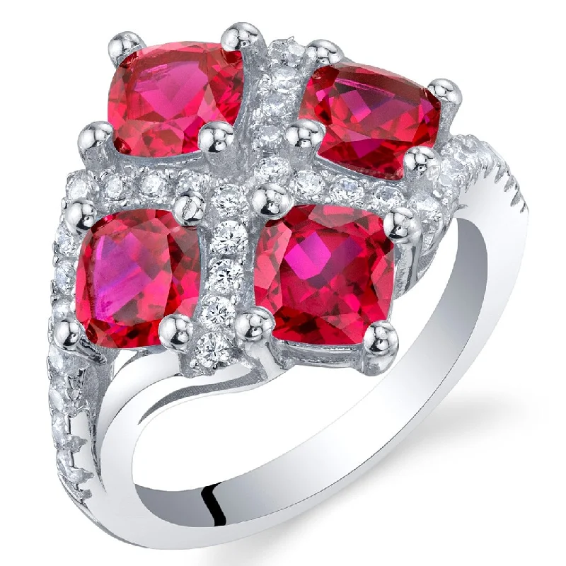 Tribal gemstone rings with ethnic stone band flair -Sterling Silver 2.5 ct Created Ruby Birthstone Ring