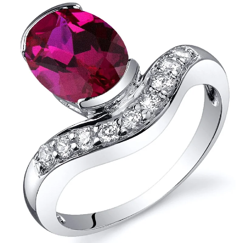 Gemstone rings featuring black diamonds for edgy shine -Sterling Silver 2.5 ct Created Ruby Birthstone Ring