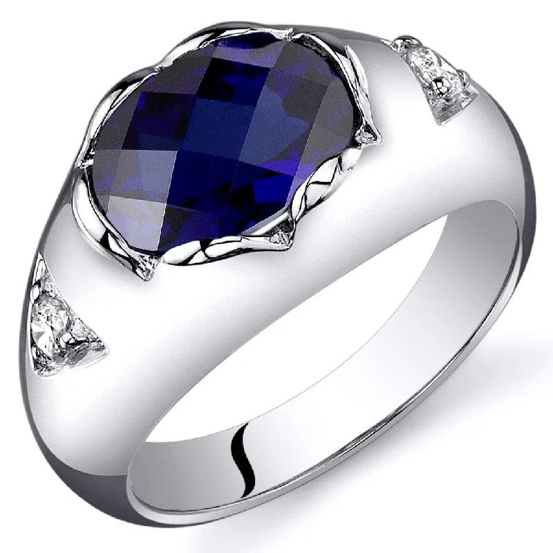 Gemstone rings featuring black diamonds for edgy shine -Sterling Silver 2.5 ct Created Sapphire Birthstone Ring