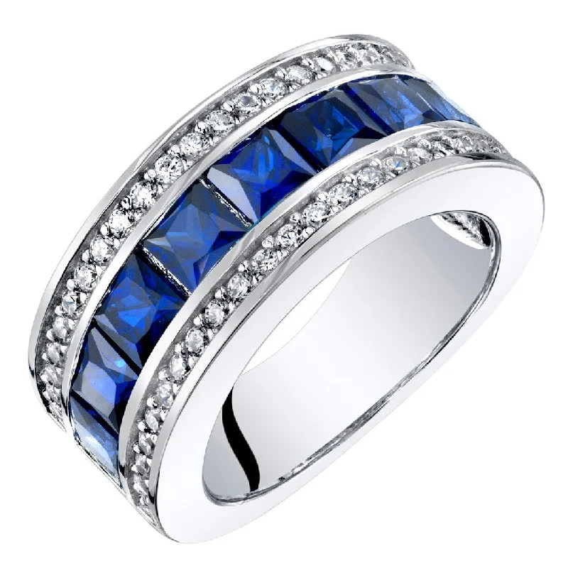 Gemstone rings great for celebrations with stones -Sterling Silver 2.5 ct Created Sapphire Birthstone Ring