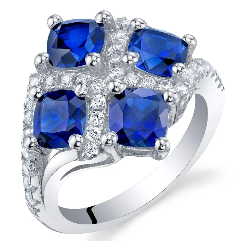 Gemstone rings perfect for holidays with stone cheer -Sterling Silver 2.5 ct Created Sapphire Birthstone Ring