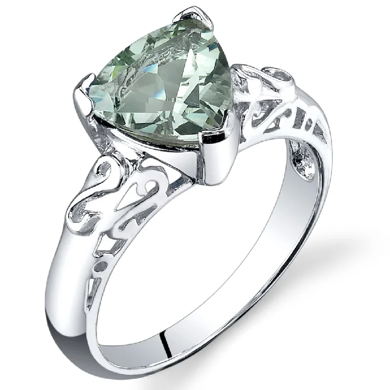 Gemstone rings featuring sapphire for rich blue shine -Sterling Silver 2.5 ct Green Amethyst Solitaire Ring