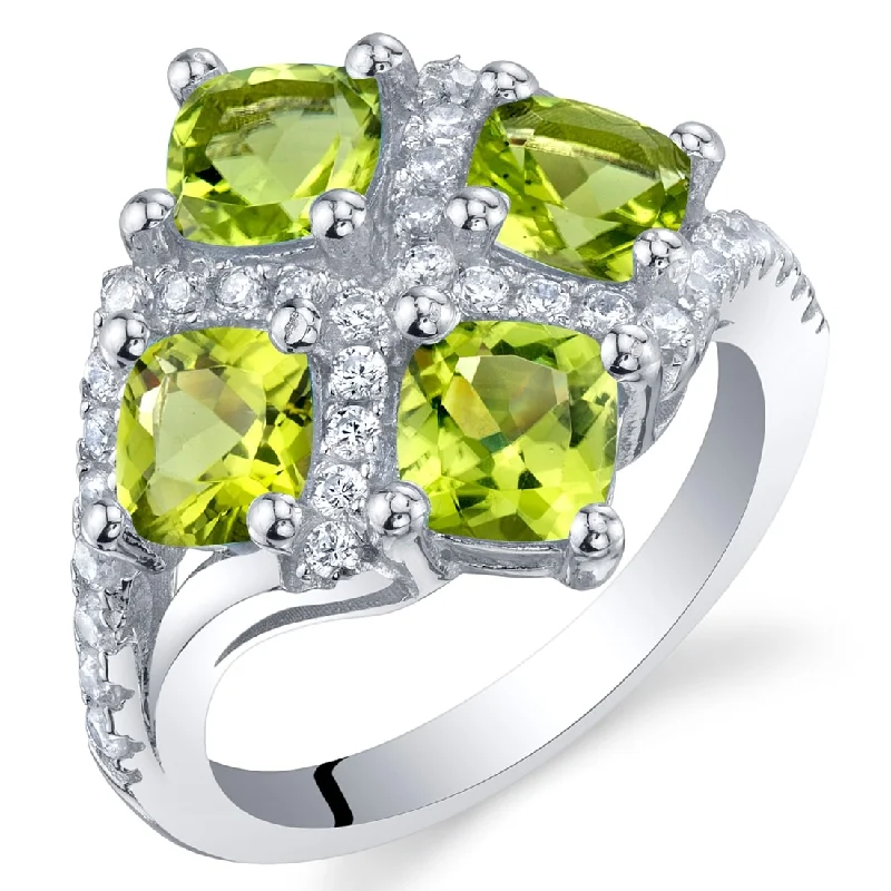 Gemstone rings featuring ruby for fiery red charm -Sterling Silver 2.5 ct Peridot Birthstone Ring