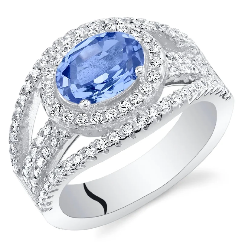 Vermeil gemstone rings with gold stone finger shine -Sterling Silver 2.5 ct Simulated Tanzanite Birthstone Ring