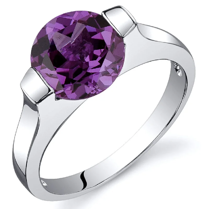 Colorful gemstone rings with mixed stone vibrancy -Sterling Silver 2.75 ct Color-changing Alexandrite Solitaire Ring