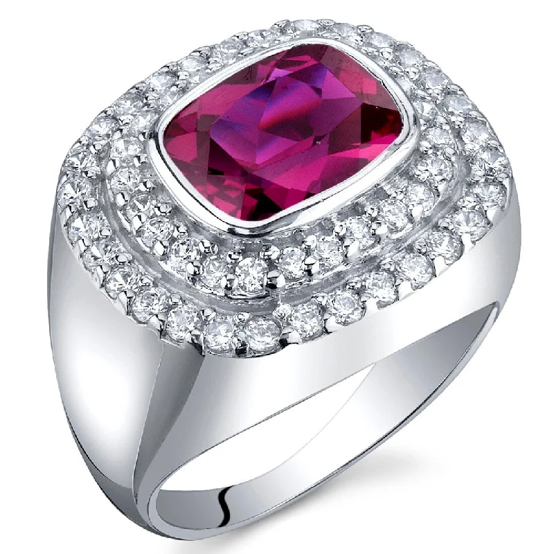 Colorful gemstone rings with mixed stone vibrancy -Sterling Silver 2.75 ct Created Ruby Birthstone Ring