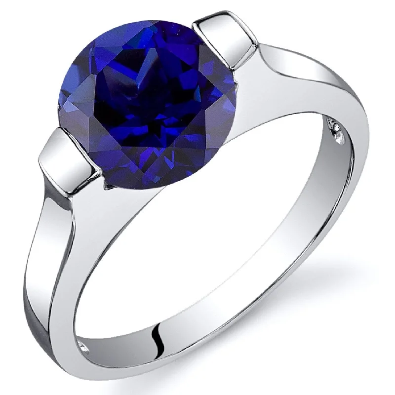 Gemstone rings featuring hematite for dark stone glow -Sterling Silver 2.75 ct Created Sapphire Solitaire Ring