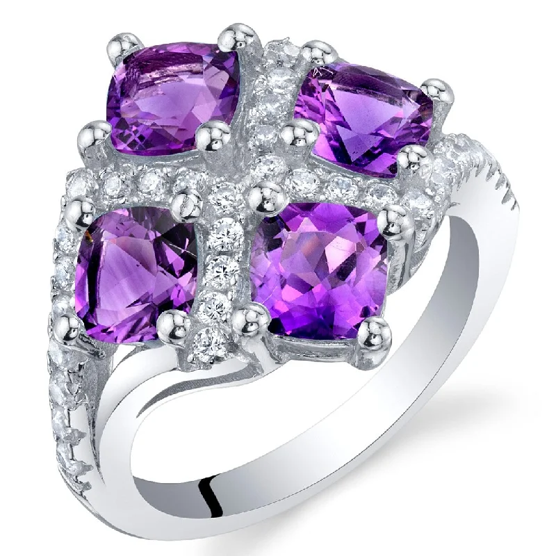 Personalized gemstone rings with custom-selected stone accents -Sterling Silver 2 ct Amethyst Birthstone Ring