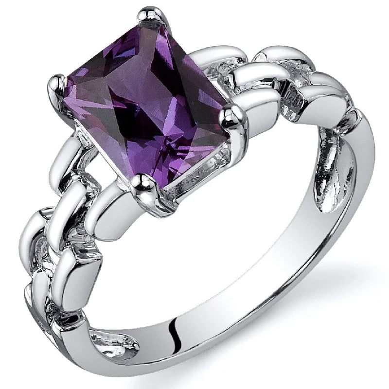 Gemstone rings with moonstone for mystical finger beauty -Sterling Silver 2 ct Color-changing Alexandrite Solitaire Ring