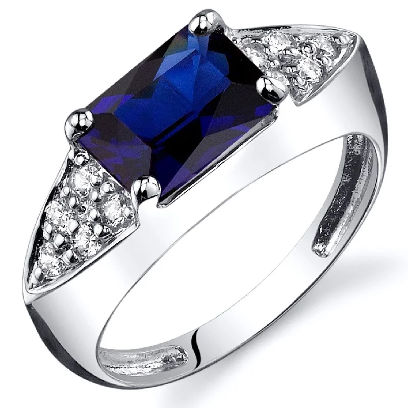 Gemstone rings inspired by cosmos with stone shine -Sterling Silver 2 ct Created Sapphire Birthstone Ring