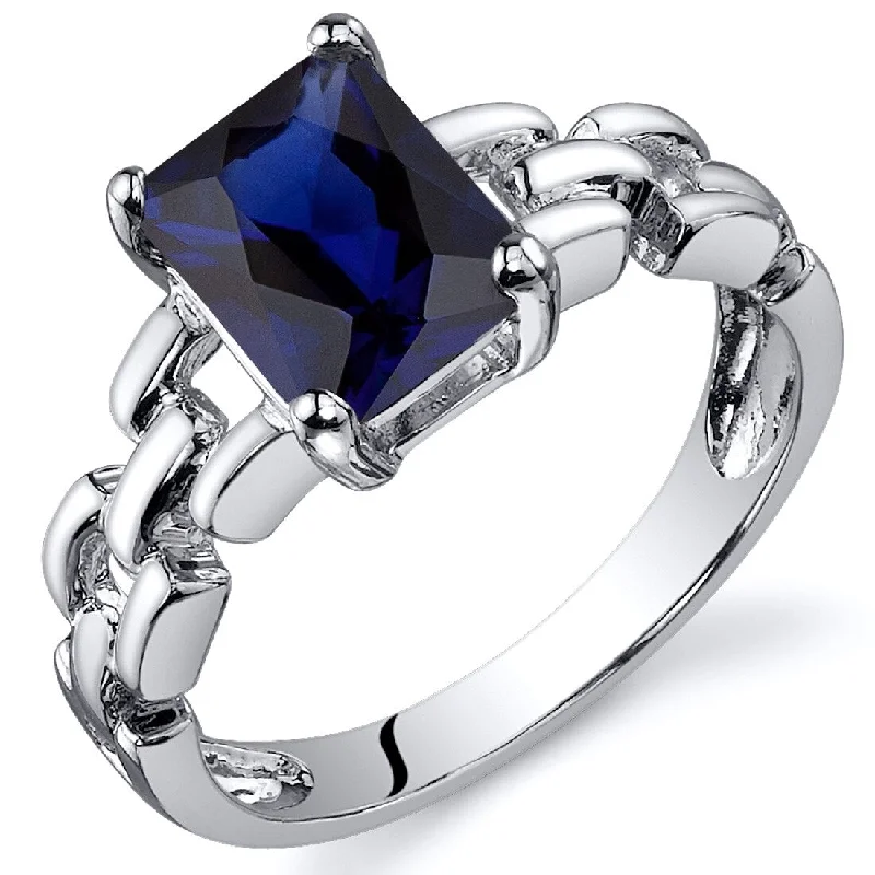 Gemstone rings perfect for casual finger accessorizing -Sterling Silver 2 ct Created Sapphire Solitaire Ring