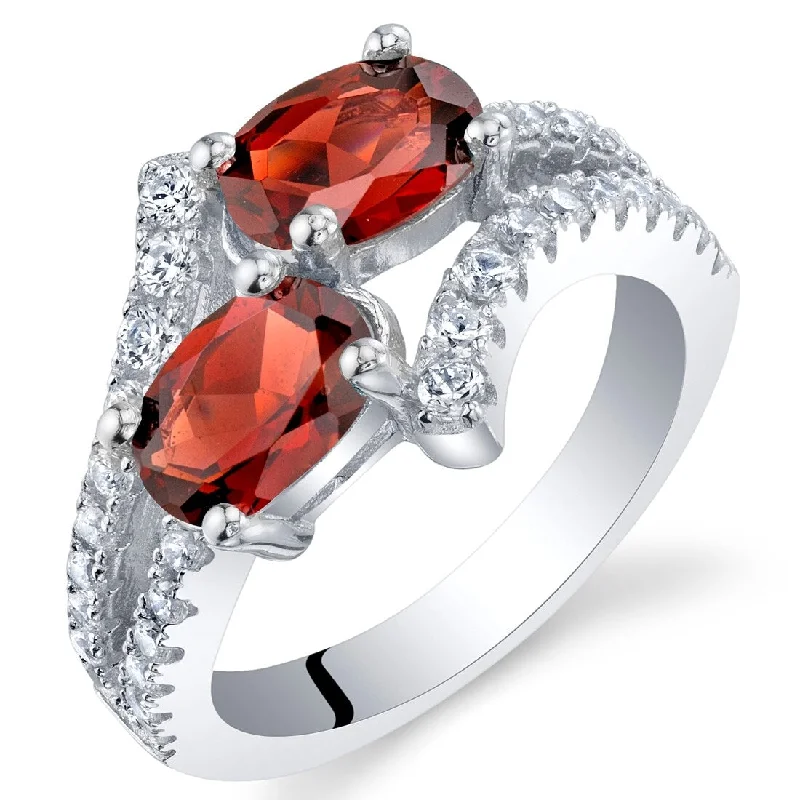 Stylish gemstone rings perfect for vibrant finger elegance -Sterling Silver 2 ct Garnet Birthstone Ring