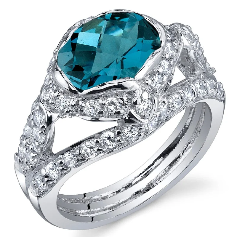 Silver gemstone rings offering budget stone sparkle -Sterling Silver 2 ct London Blue Topaz Birthstone Ring