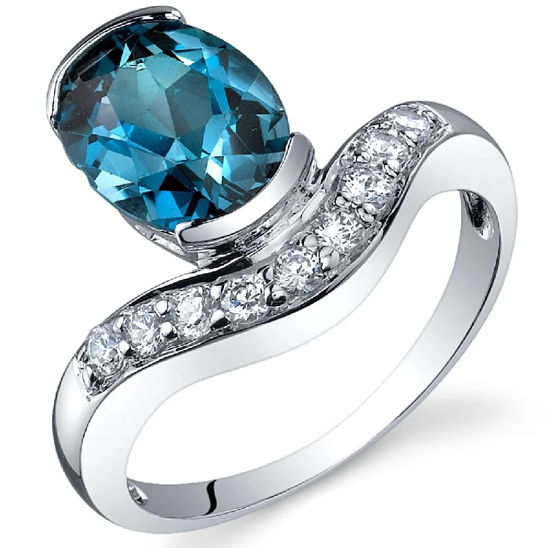 Gemstone rings perfect for kids with colorful stones -Sterling Silver 2 ct London Blue Topaz Birthstone Ring