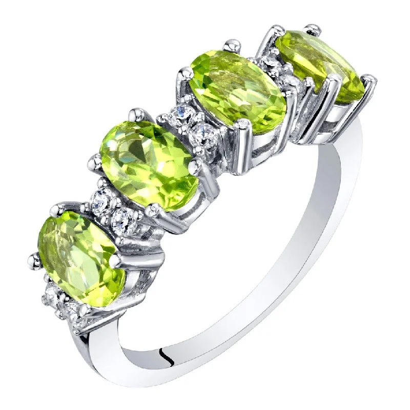 Gemstone rings featuring sunstone for warm stone radiance -Sterling Silver 2 ct Peridot Birthstone Ring