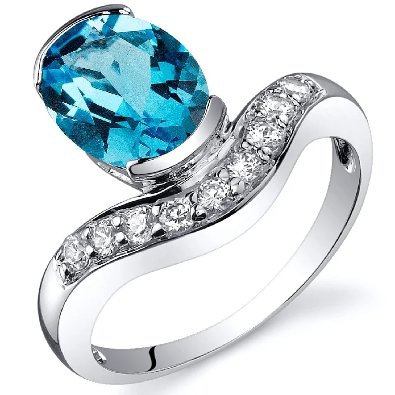 Gemstone rings crafted with sustainable stone sourcing -Sterling Silver 2 ct Swiss Blue Topaz Birthstone Ring