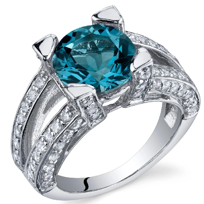 Gemstone rings featuring topaz for bright blue glow -Sterling Silver 3.25 ct London Blue Topaz Birthstone Ring