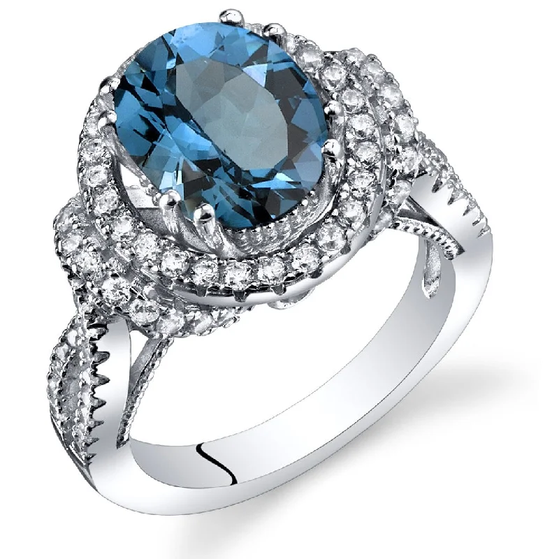 Gemstone rings perfect for casual finger accessorizing -Sterling Silver 3.25 ct London Blue Topaz Birthstone Ring