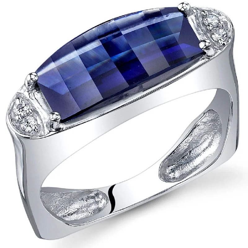 Gemstone rings with white gold for sleek shine -Sterling Silver 3 ct Created Sapphire Birthstone Ring