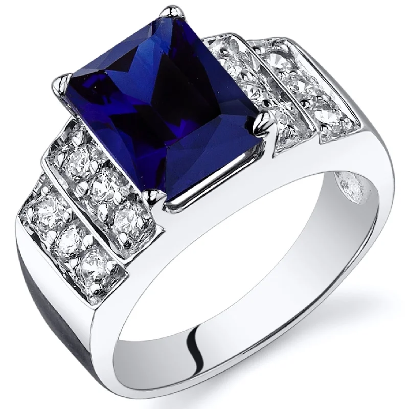 Glam gemstone rings perfect for dazzling night wear -Sterling Silver 3 ct Created Sapphire Birthstone Ring