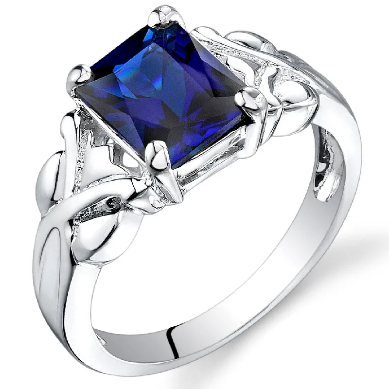 Gemstone rings perfect for gifting with stone shine -Sterling Silver 3 ct Created Sapphire Solitaire Ring