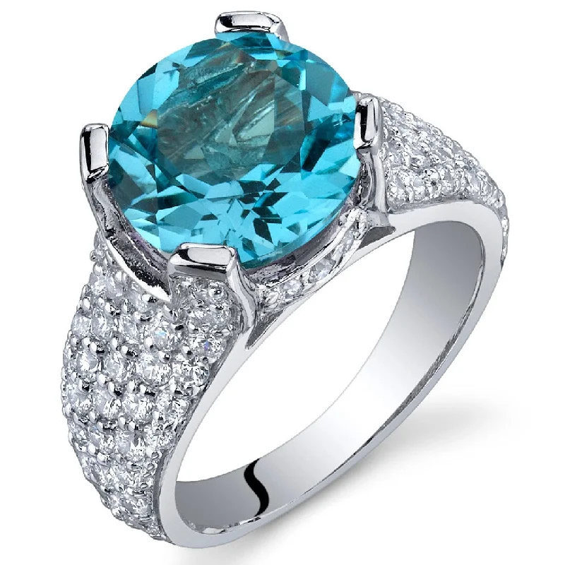 Gemstone rings made with recycled eco-friendly materials -Sterling Silver 4 ct Swiss Blue Topaz Birthstone Ring