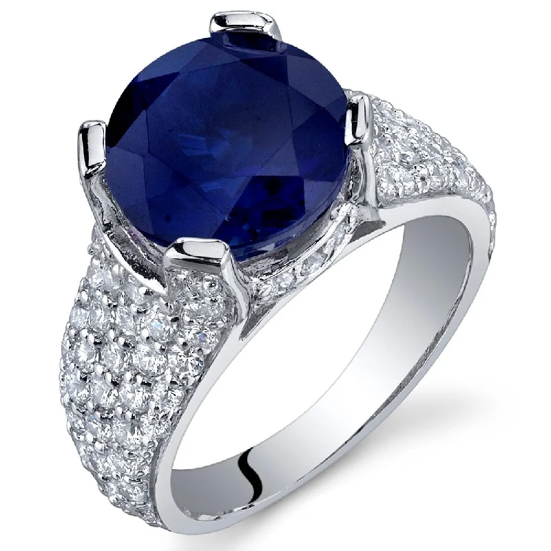 Gemstone rings inspired by stars with stone glow -Sterling Silver 5.25 ct Created Sapphire Birthstone Ring