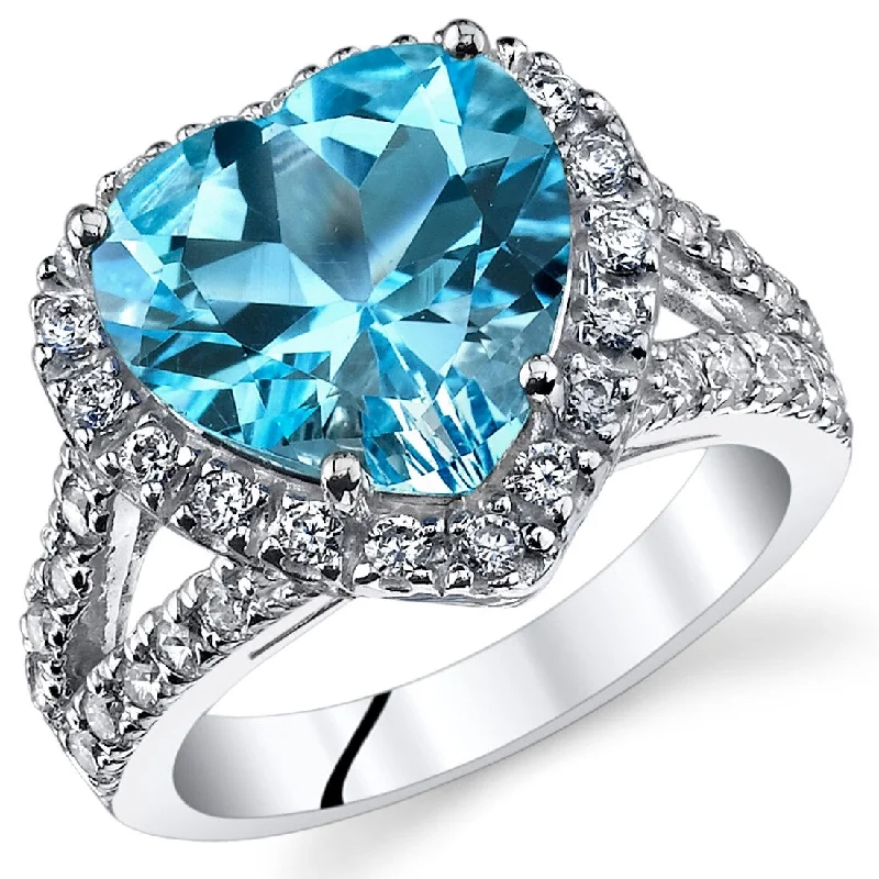 Slim gemstone rings for stackable finger fashion -Sterling Silver 5.25 ct Swiss Blue Topaz Birthstone Ring