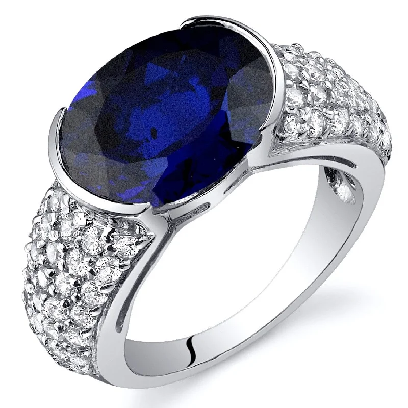 Stylish gemstone rings perfect for vibrant finger elegance -Sterling Silver 6.75 ct Created Sapphire Birthstone Ring