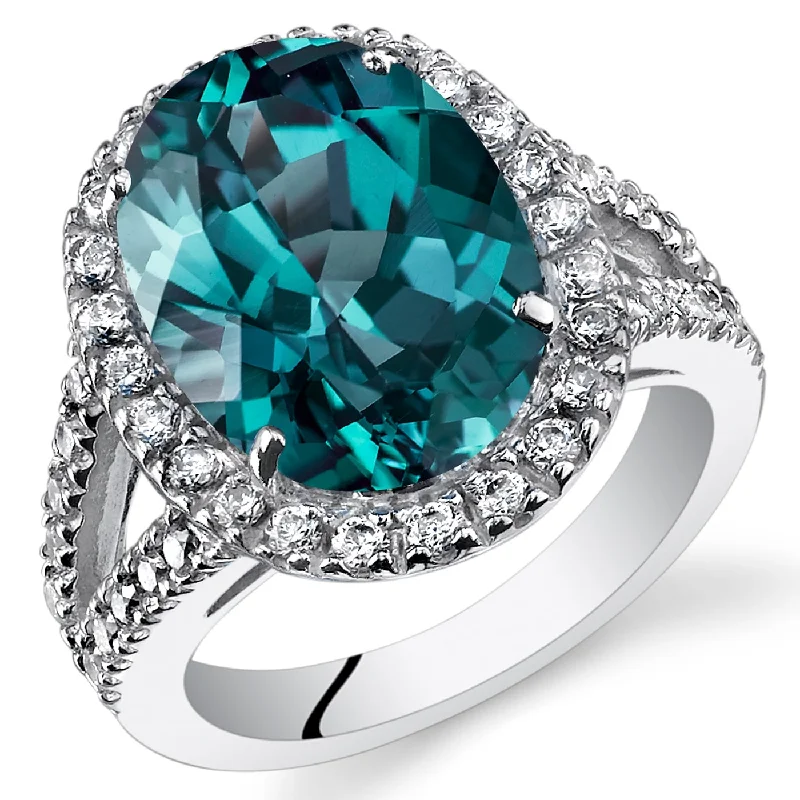 Gemstone rings perfect for teens with bold stones -Sterling Silver 8.5 ct Created Sapphire Engagement Ring