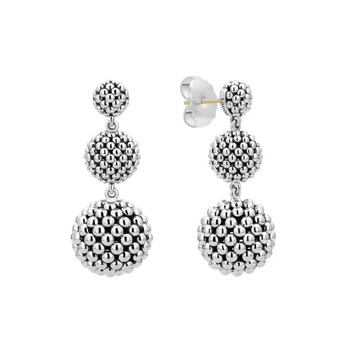 Small Drop Earrings for Delicate-LAGOS Caviar Drop Earrings in Sterling Silver